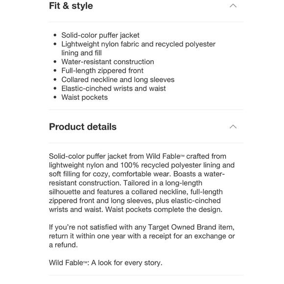 Women's Puffer Jacket - Wild Fable Turquoise Blue L NWT - Picture 4 of 8